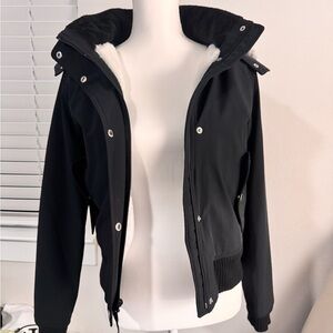 Hollister Black Bomber Jacket with White Accents